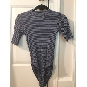 Navy and White Striped One Piece